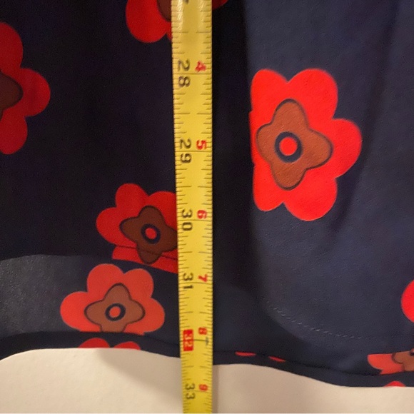 LOFT Red and Blue Abstract Floral Dropped Waist Dress Size Sp - Picture 11 of 11